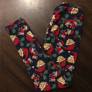 RARE! Lularoe Christmas leggings! Pug dogs and cats!